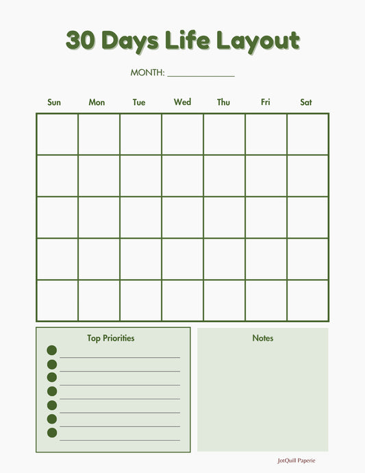 Organised Life Kit – 30-Day Layout, Habit Compass & Brain Dump