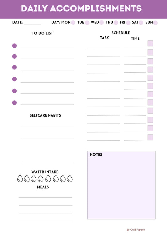 Daily Accomplishment Planner- Celebrate Small Wins Daily
