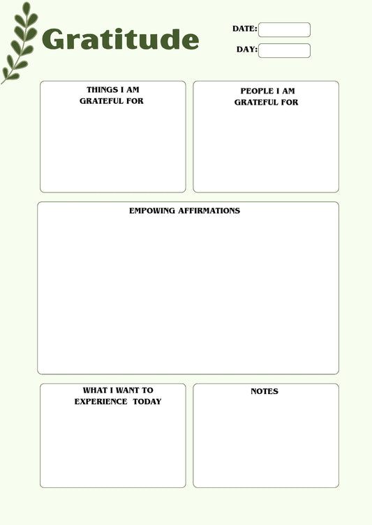 Printable Morning Gratitude Template