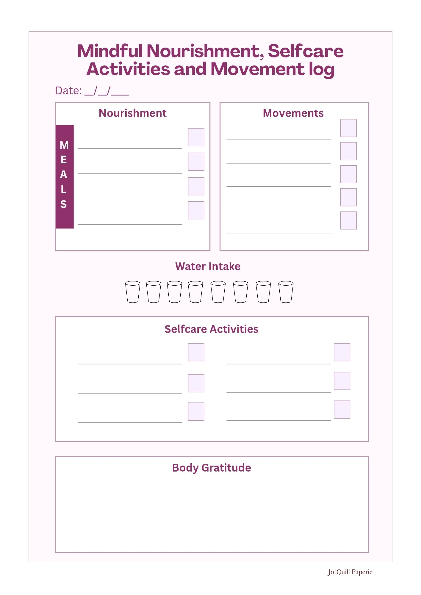 Intentional Living Mini Journal Printable Kit | Self-Care, Gratitude & Mindful Reflection