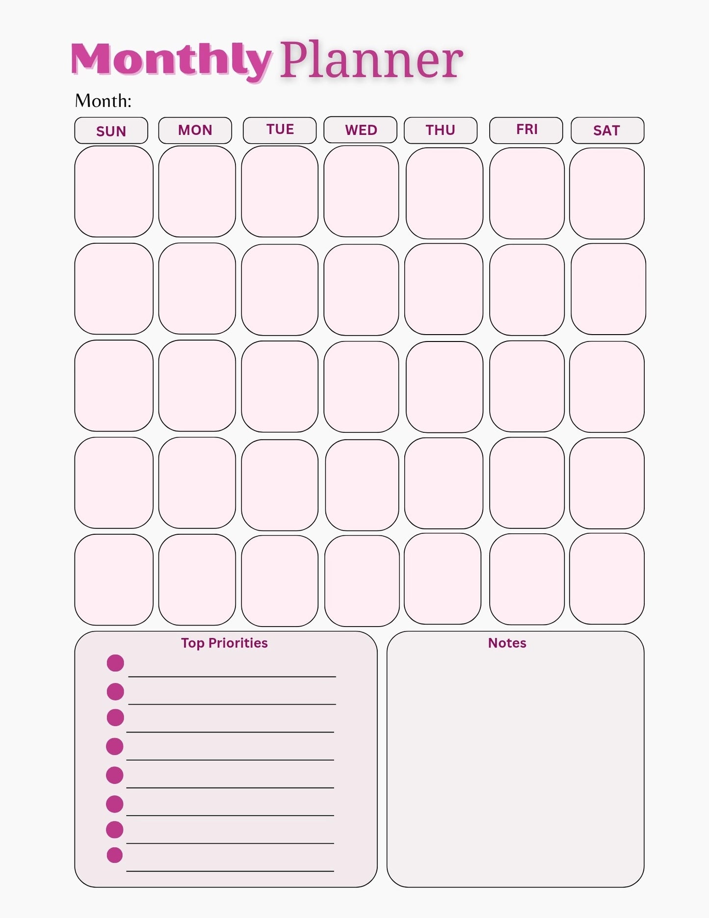 Premium Monthly Planner Printable