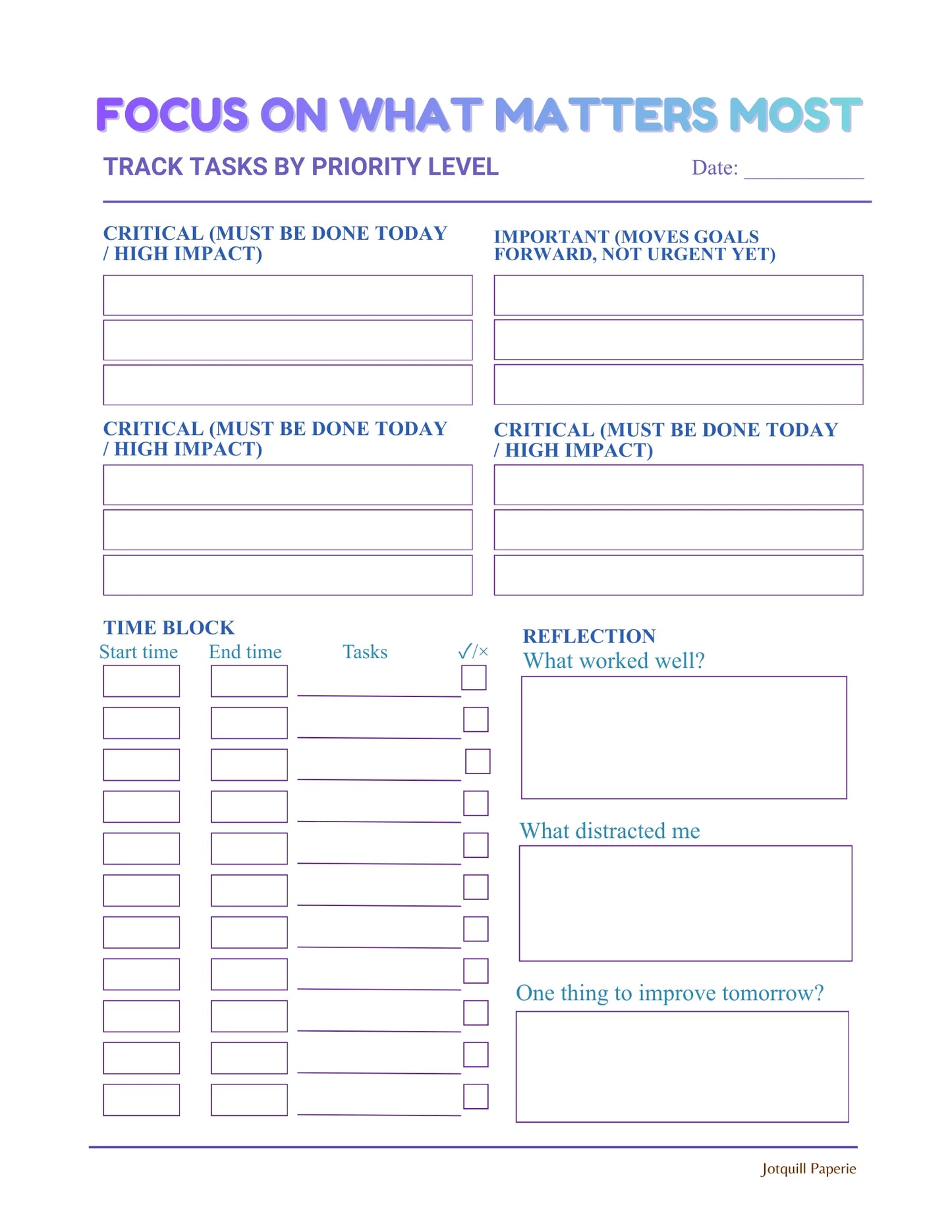 Focus on What Matters Most – Priority Task Planner (Printable)