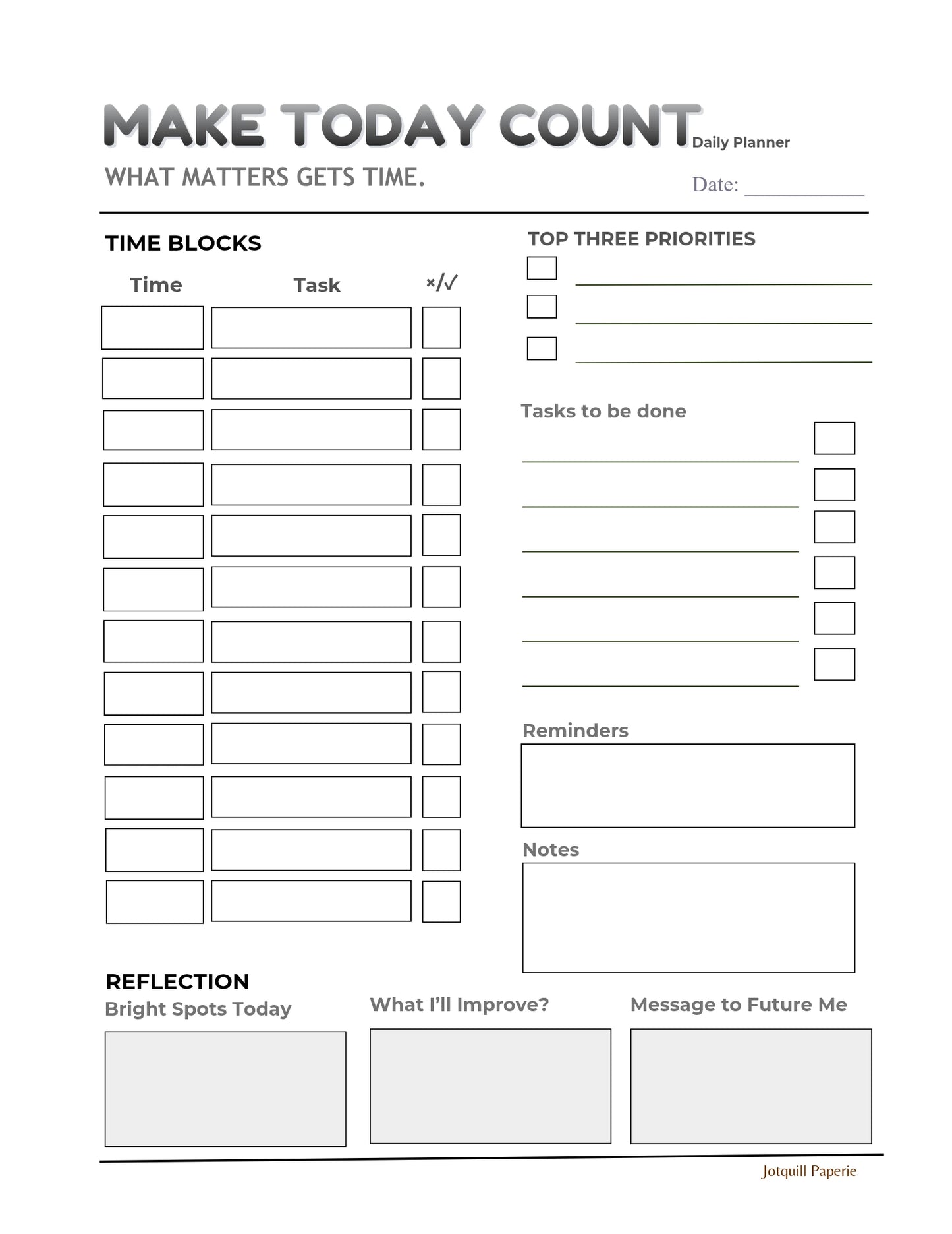 Make Today Count Daily planner