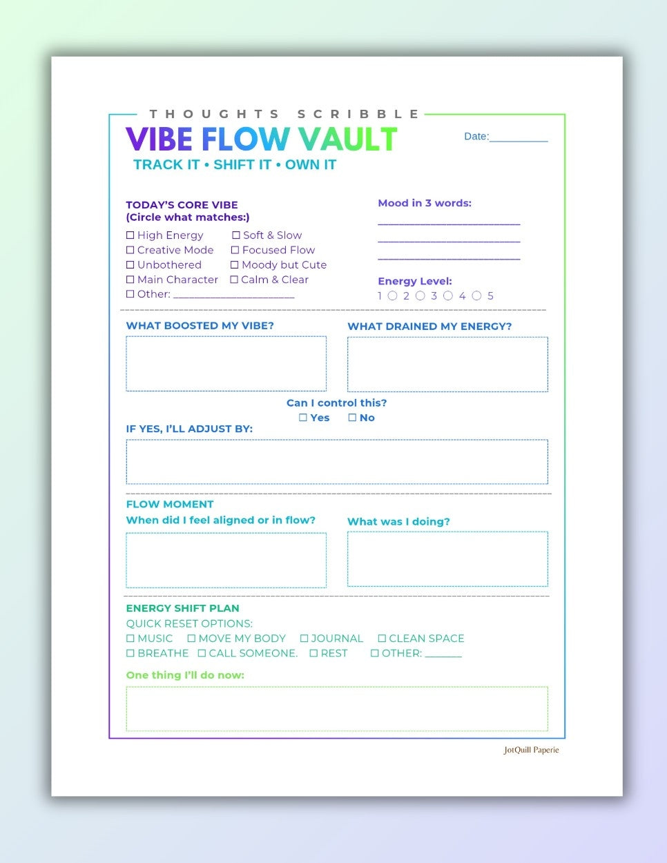 Vibe Flow Vault Printable Planner
