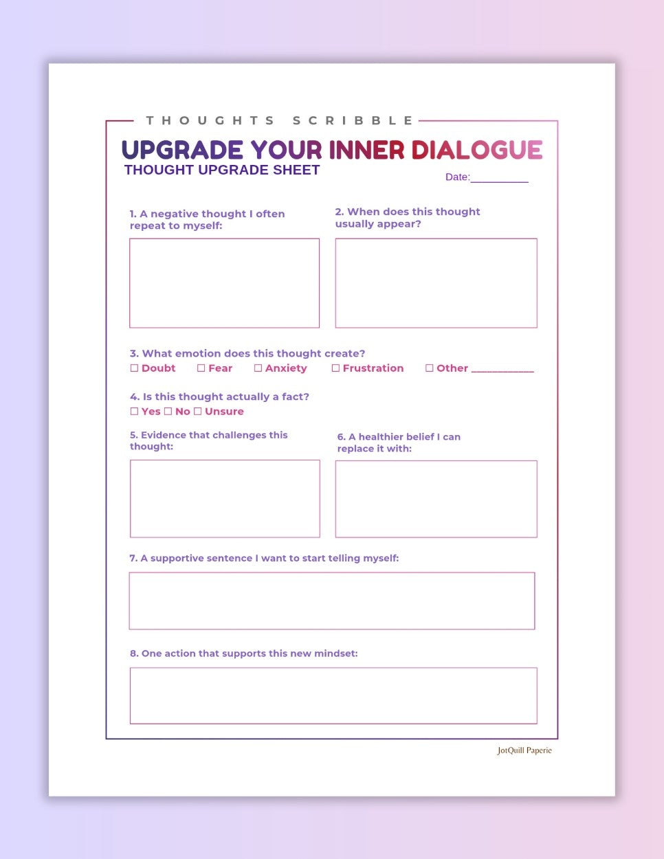 Reframe Negative Thoughts Worksheet | Upgrade Your Inner Dialogue