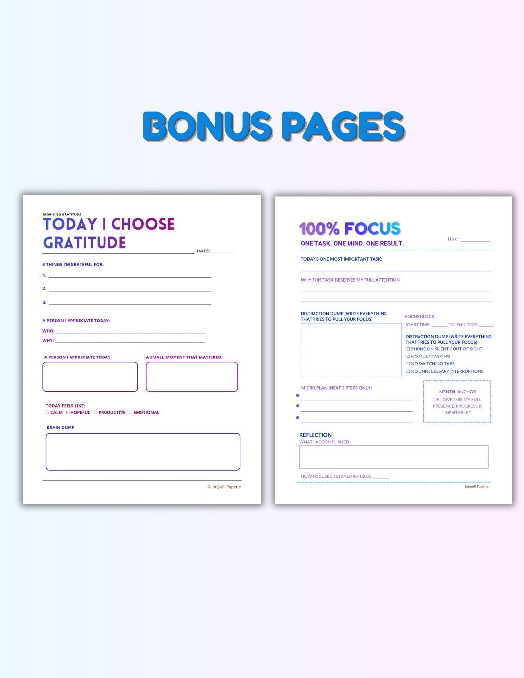 NO PANIC, JUST PROGRESS PACK | Productivity & Progress Journal | Stop Overthinking & Build Consistency Printable bundle