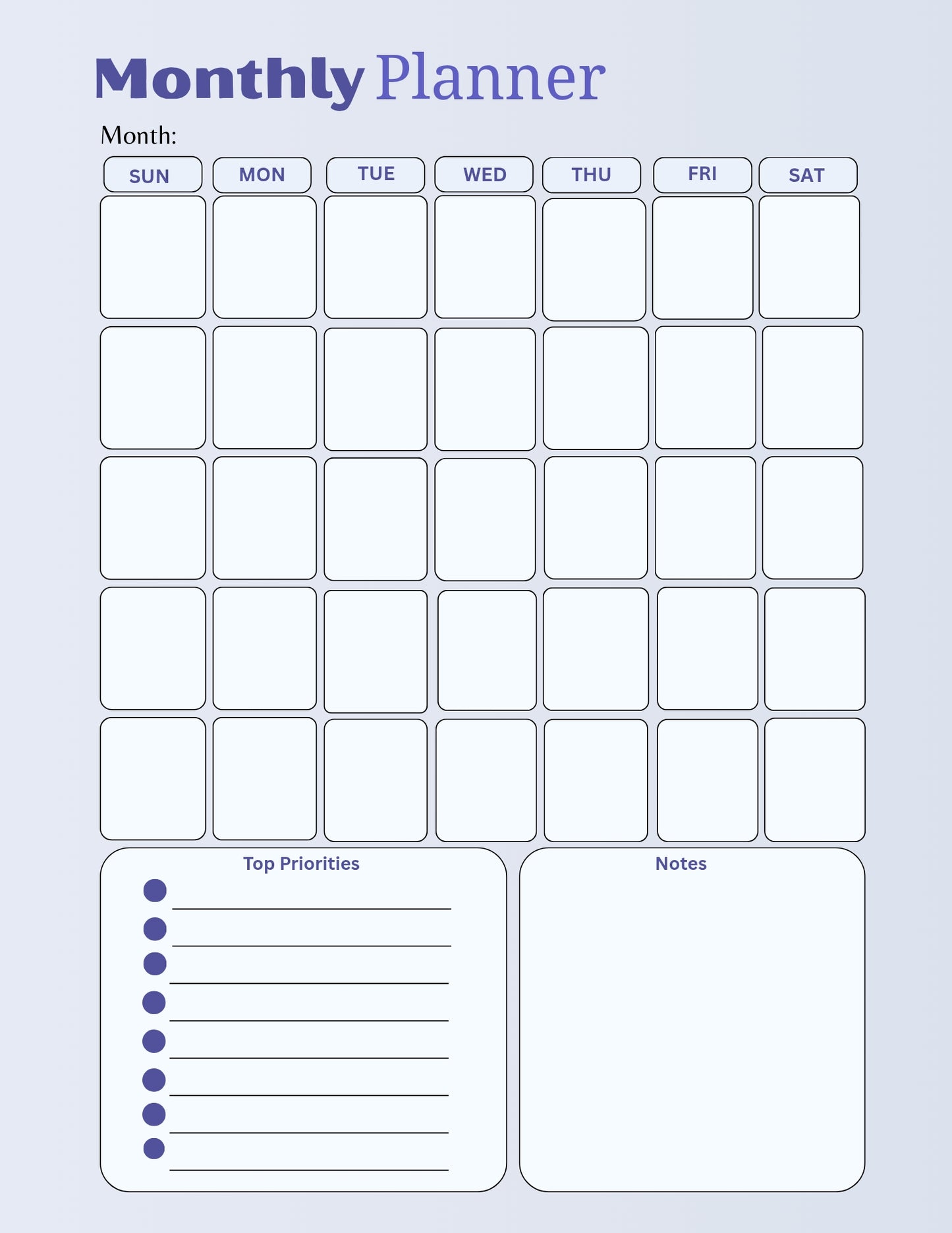 ✨ Undated Monthly Planner | Stay Organized, Focused & Inspired Every Month