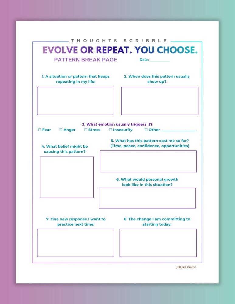 Evolve or repeat journaling page | Stop Repeating Patterns & Grow Printable