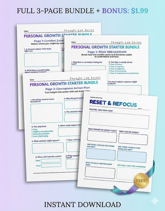 Personal Growth Workbook Bundle | Self Improvement Printable Pack