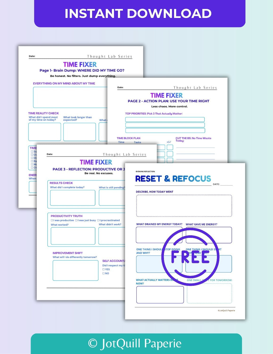 Time Fixer schedule Management Printable Bundle | Boost Productivity