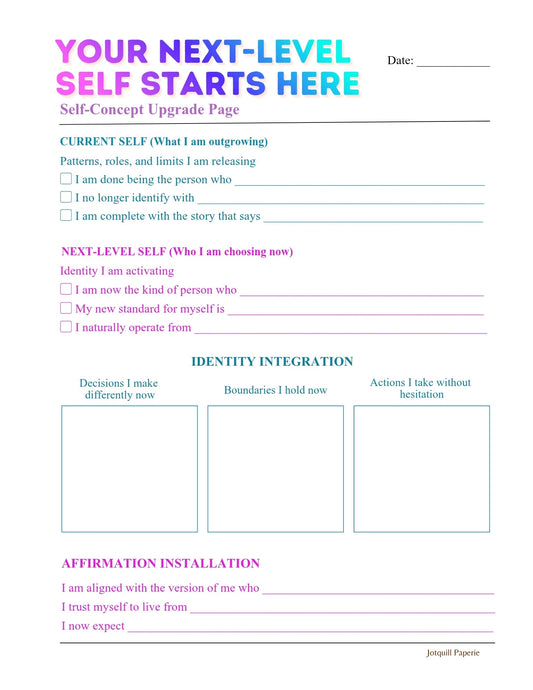 Next-Level Self Concept Upgrade – Printable Identity Shift Worksheet