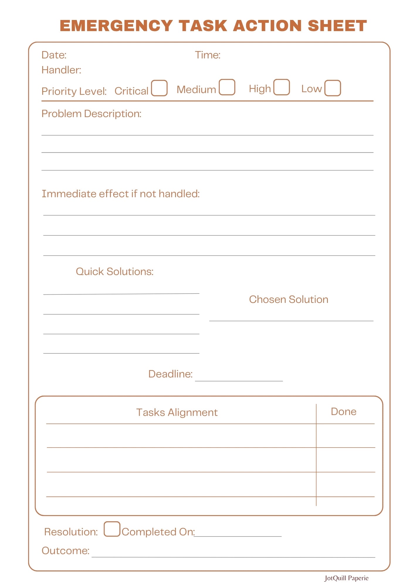 Emergency Task Alignment Sheet