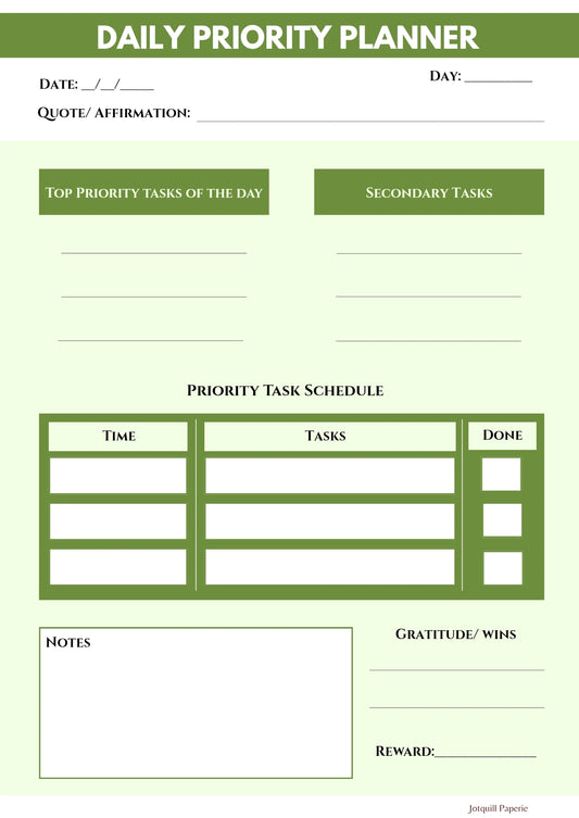 📝Daily Priority Planner- Achieve Your Goals and Boost Productivity