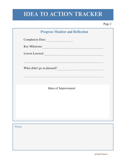 Idea to Action Tracker | Stop Overthinking & Start Executing