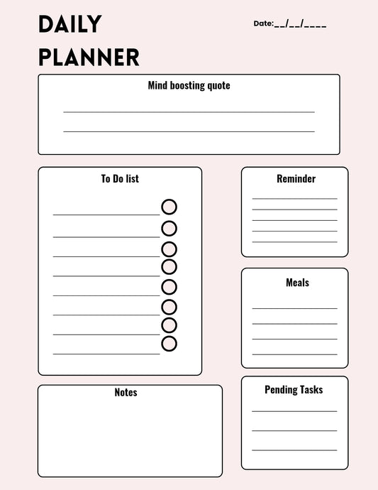 Soft Pink Daily Planner Printable | Mind-Boosting Quotes and Gentle Task Organizer