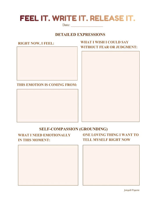 Feel It Write It Release It – Emotional Healing & Self-Compassion Journal Printable