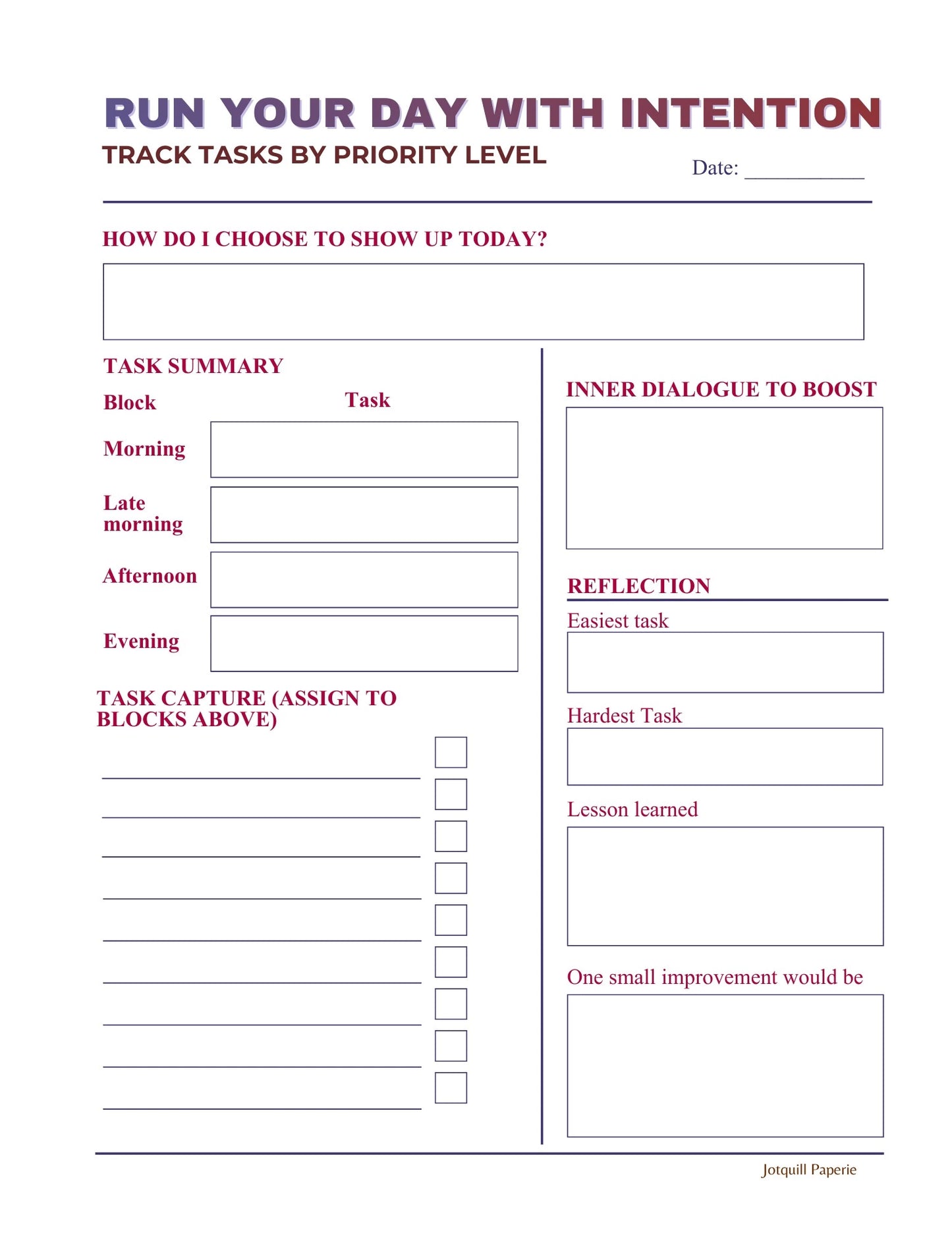 Run Your Day With Intention – Priority Block Planner
