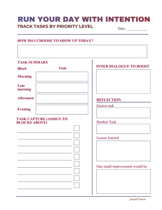 Run Your Day With Intention – Priority Block Planner