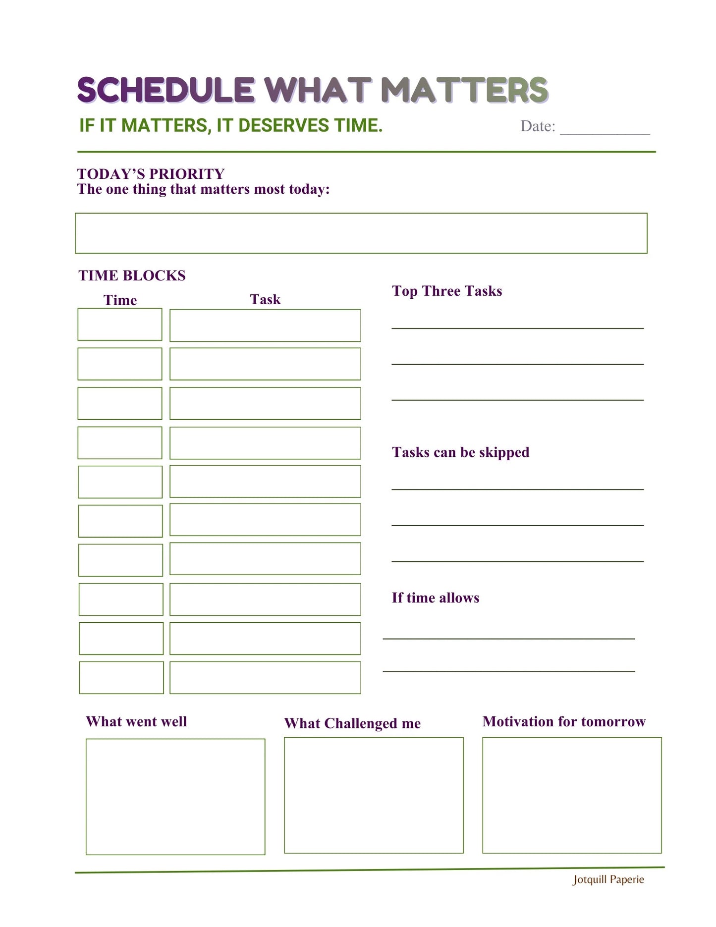 Schedule What Matters – Time Blocking Daily Planner