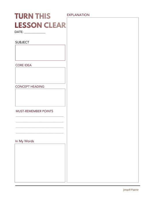 TURN THIS LESSON CLEAR- Study Notes