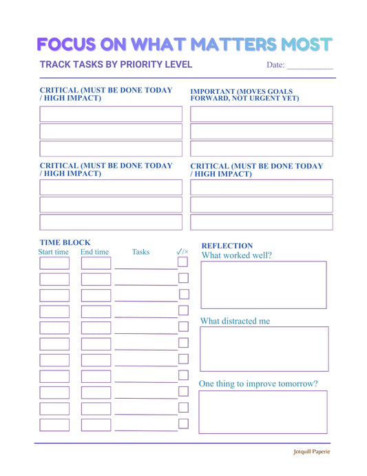 Focus on What Matters Most – Priority Task Planner (Printable)