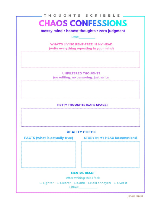 Chaos Confessions Printable Journal