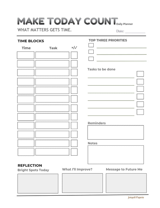Make Today Count Daily planner