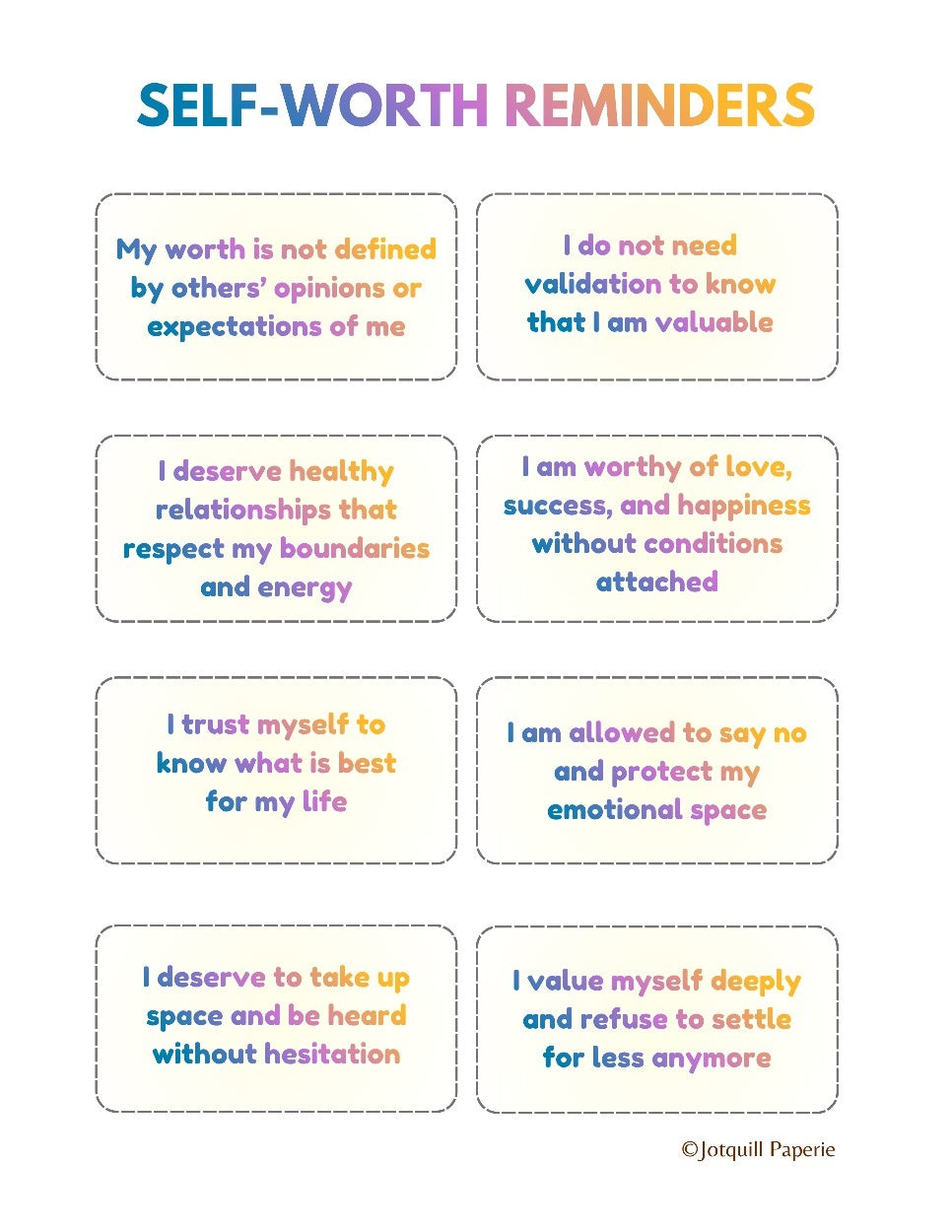 Self Love & Confidence Affirmations Printable Bundle