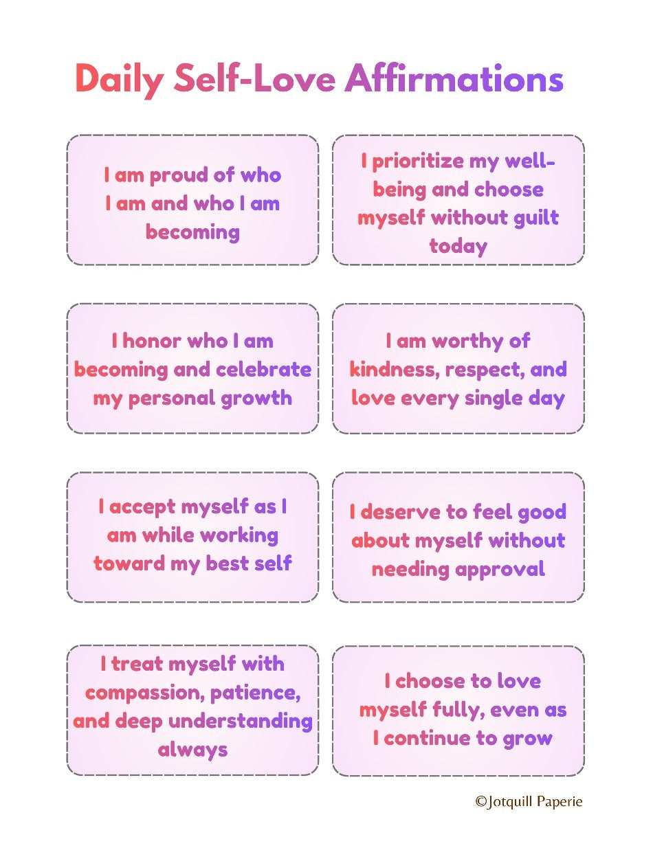 Self Love & Confidence Affirmations Printable Bundle