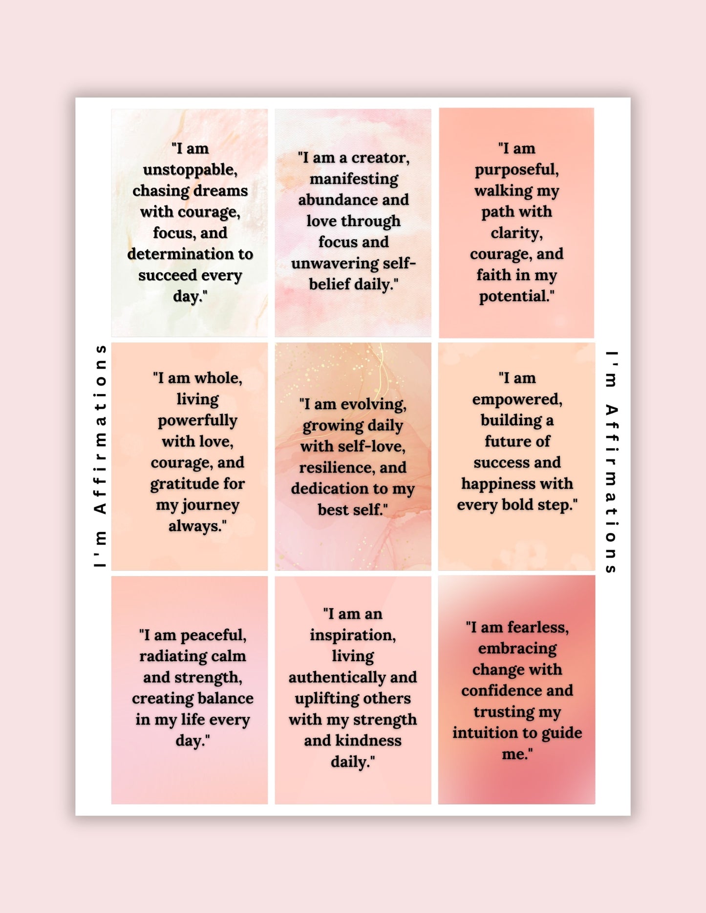 Self Worth Boost Affirmations Printable Bundle | Self Love, Confidence, Freedom & Receiving Affirmations bundle