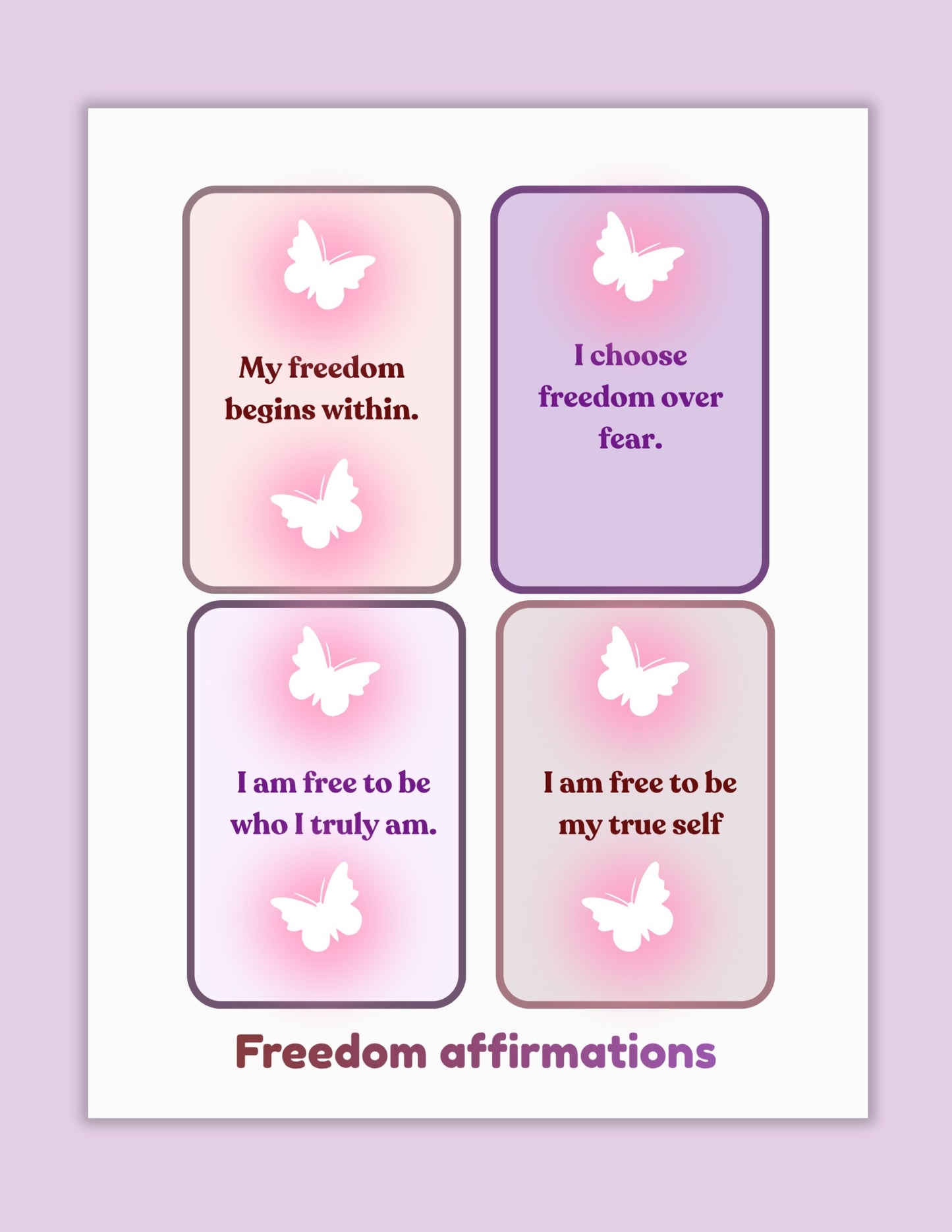 Self Worth Boost Affirmations Printable Bundle | Self Love, Confidence, Freedom & Receiving Affirmations bundle