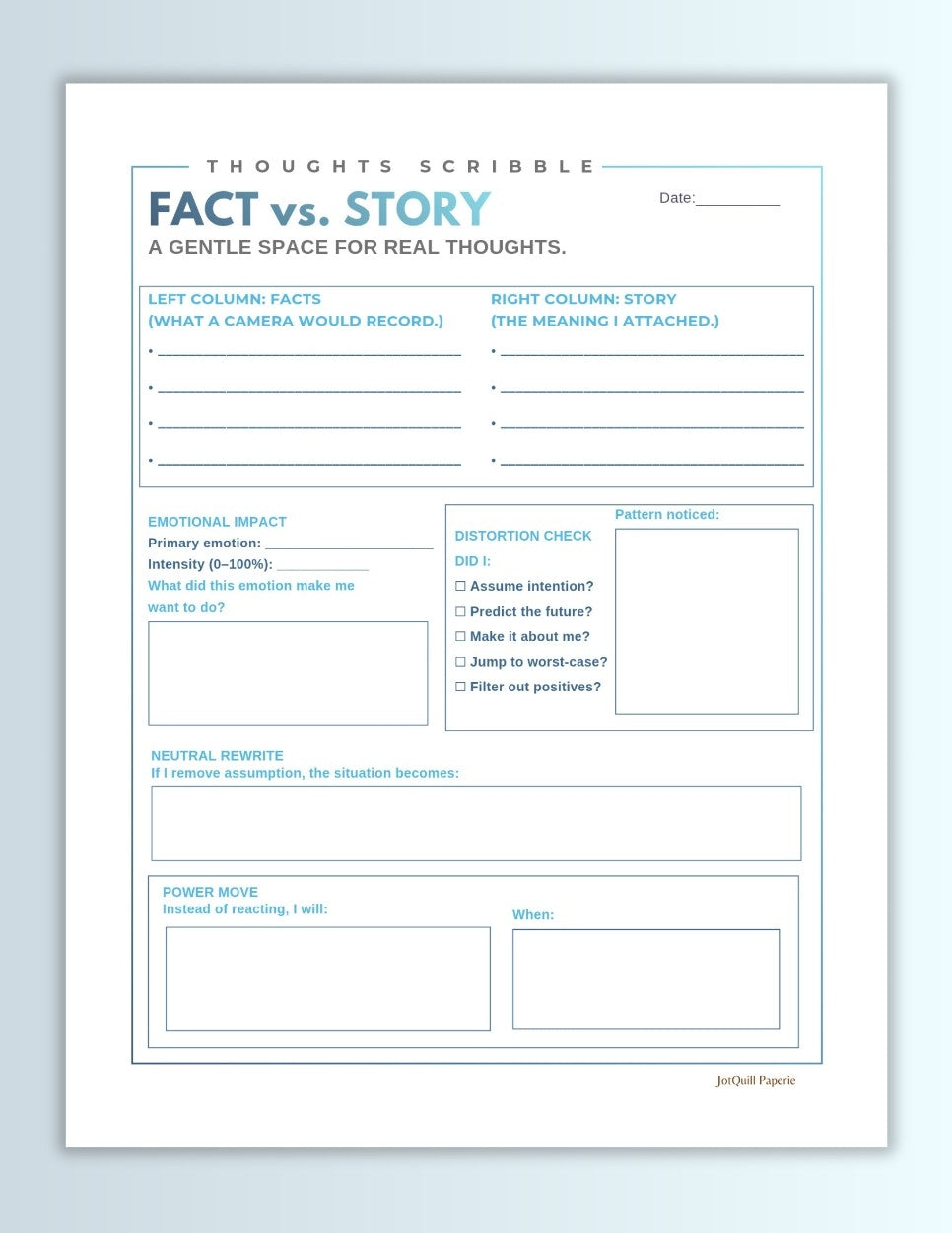 Fact vs Story Journaling Printable