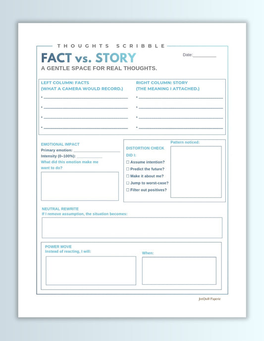 Fact vs Story Journaling Printable