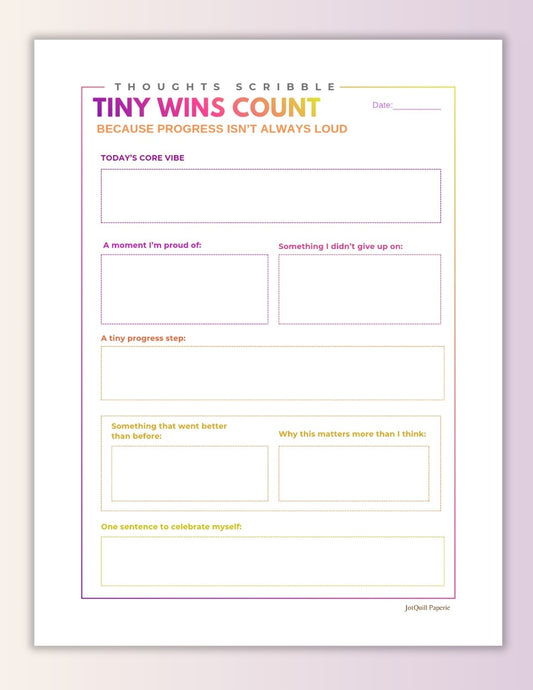Tiny Wins Thoughts Scribble Journal Printable