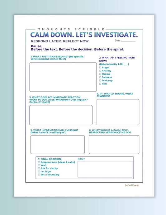 Calm Down Let’s Investigate Worksheet | Emotional Regulation Printable