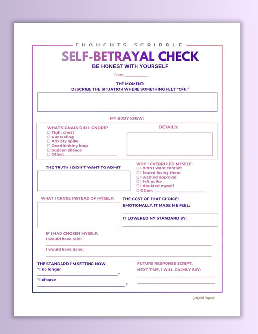 Self-Betrayal Reflection Worksheet