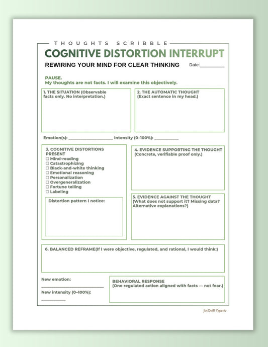 Cognitive Distortion Interrupt Printable