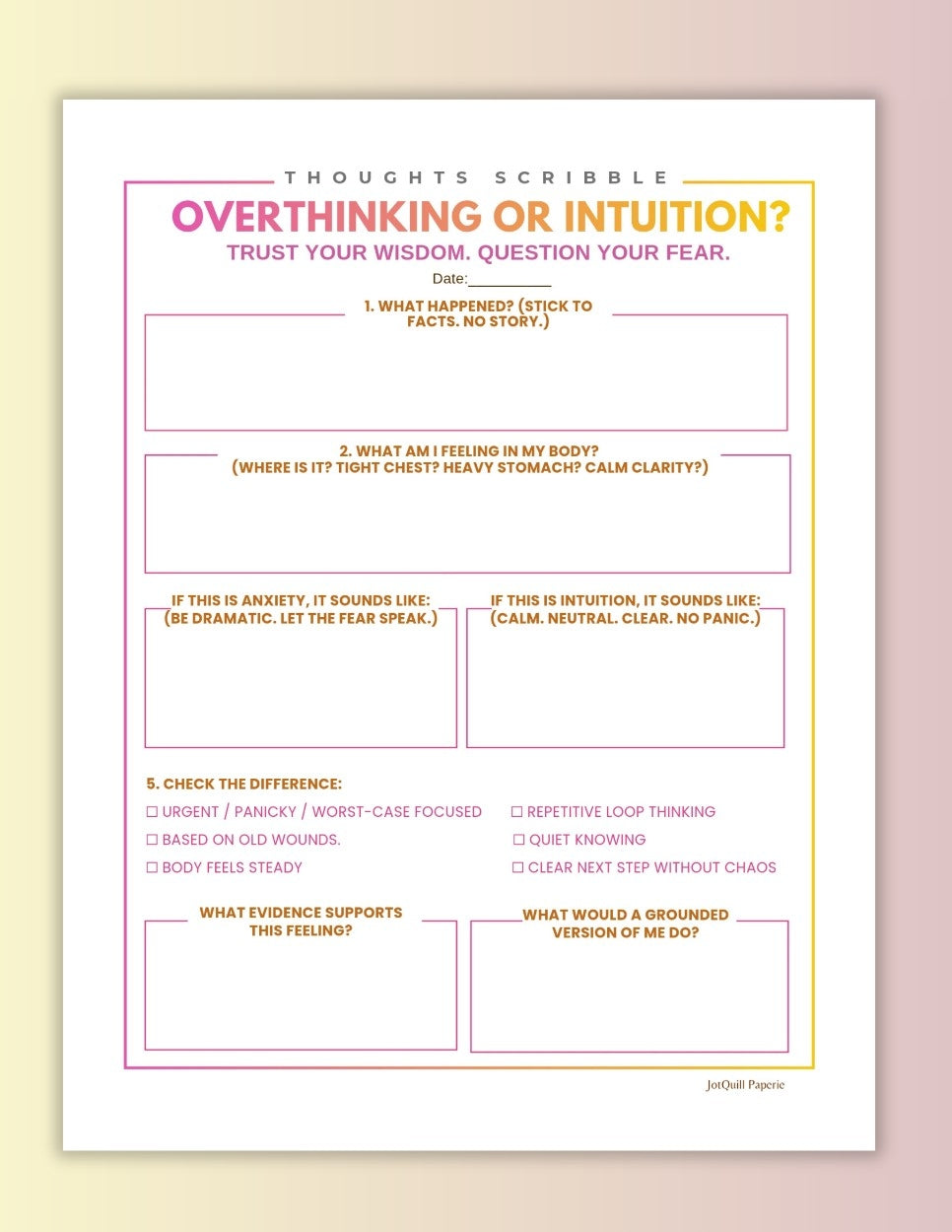Overthinking or Intuition Journal Printable