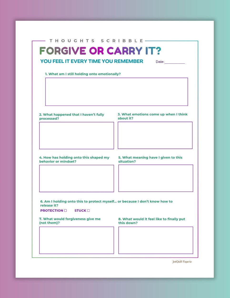 Forgive or Carry It Printable | Letting Go Journal Worksheet