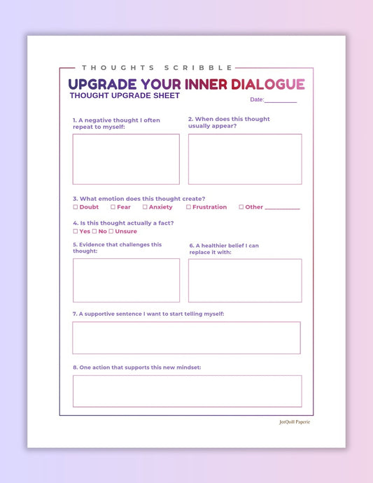 Reframe Negative Thoughts Worksheet | Upgrade Your Inner Dialogue