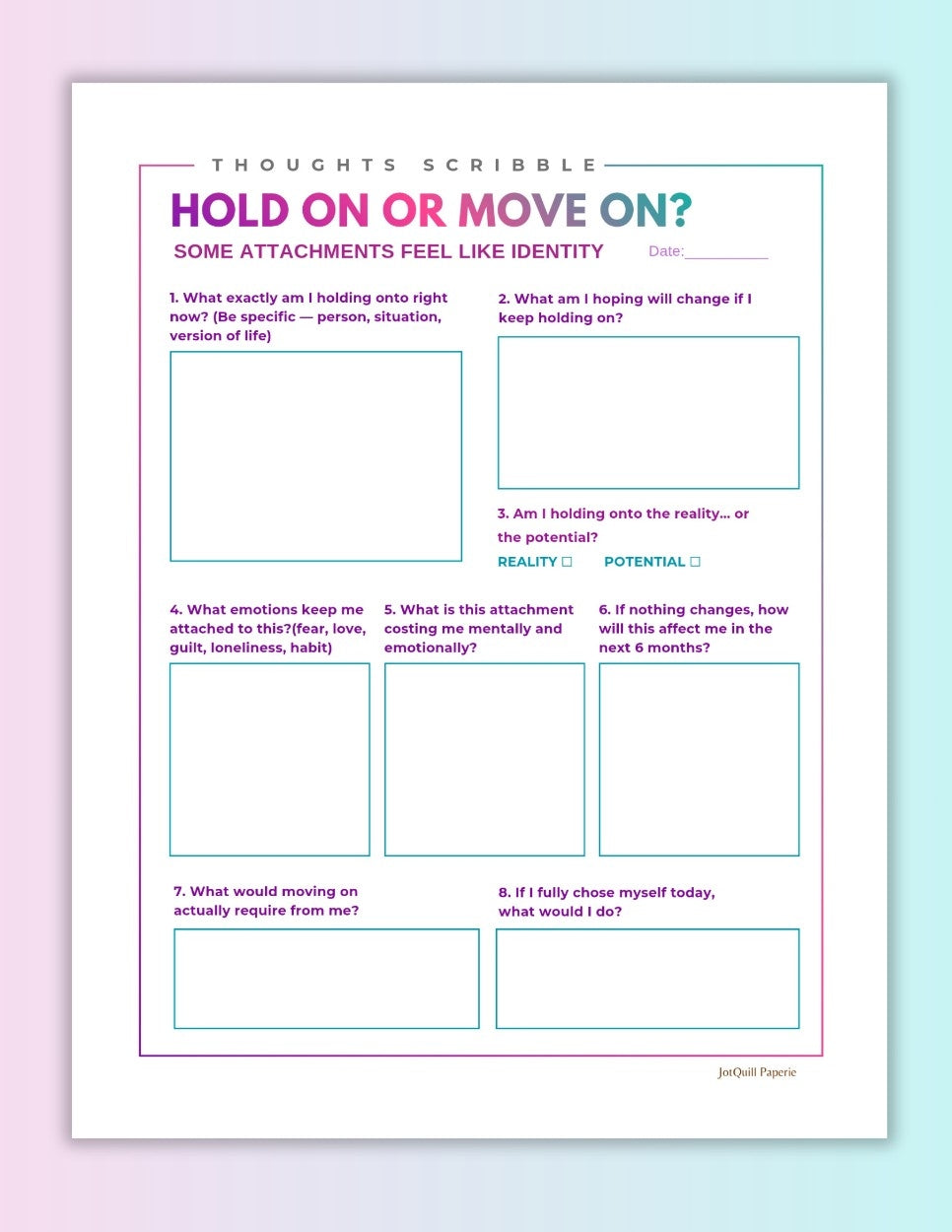 HOLD ON OR MOVE ON? – Printable Reflection Worksheet