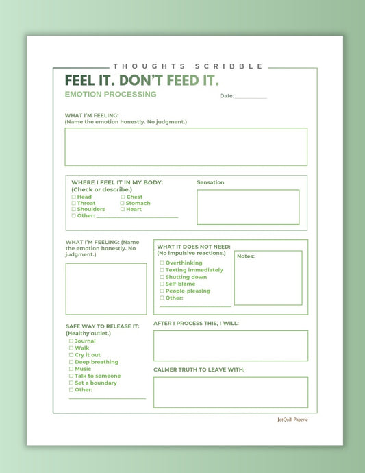 FEEL IT. DON’T FEED IT. – Emotion Processing Worksheet