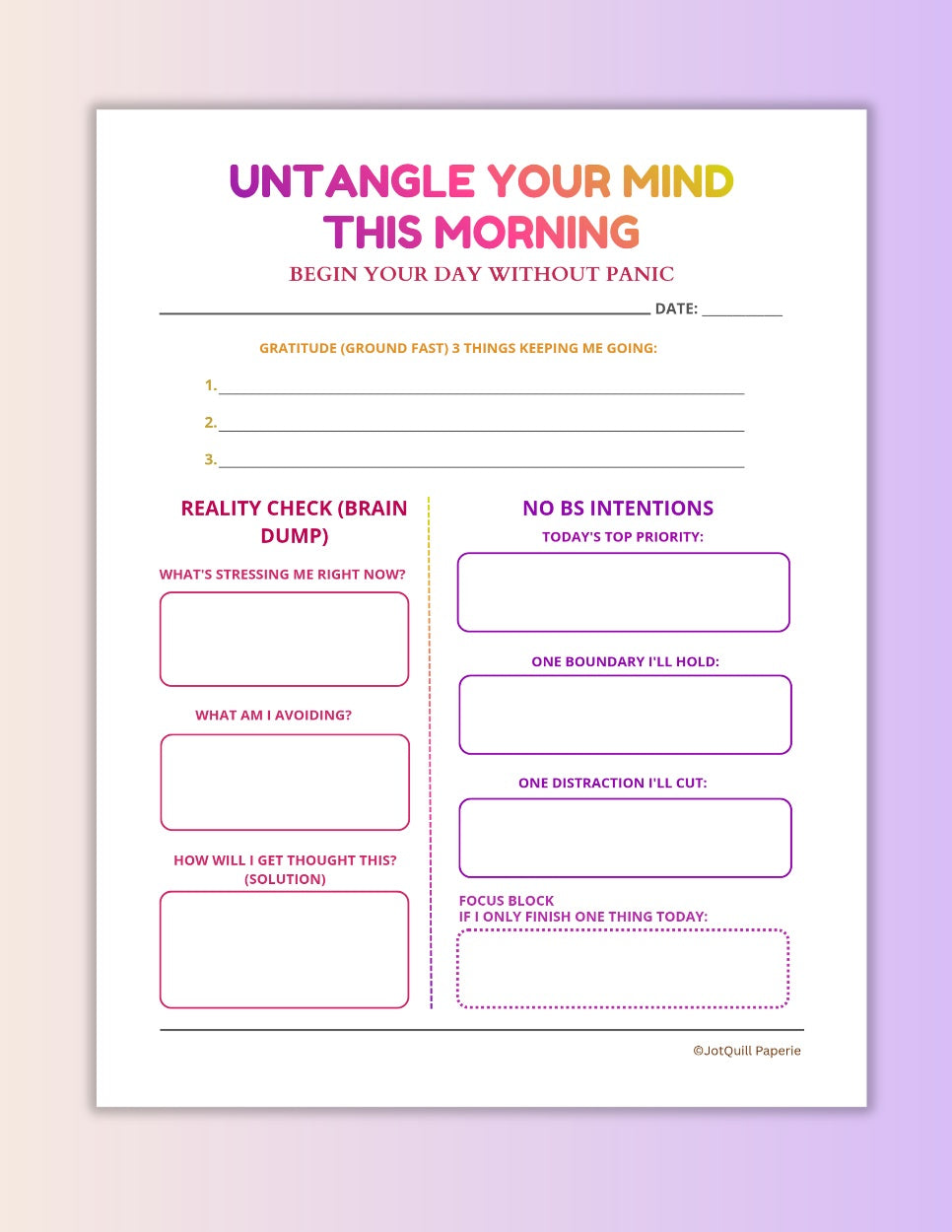 Untangle Your Mind Printable | Morning Clarity & Stress Reset
