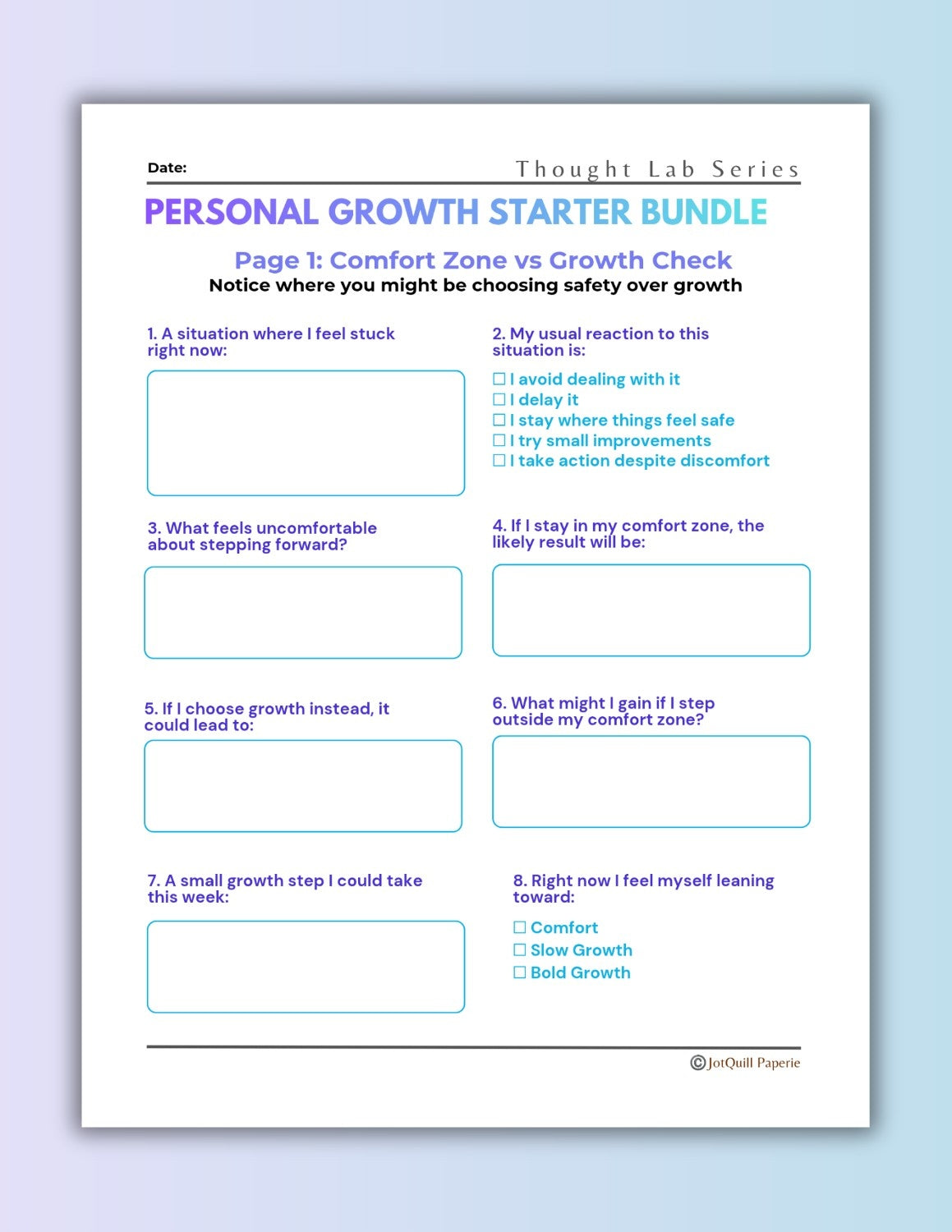 Personal Growth Workbook Bundle | Self Improvement Printable Pack