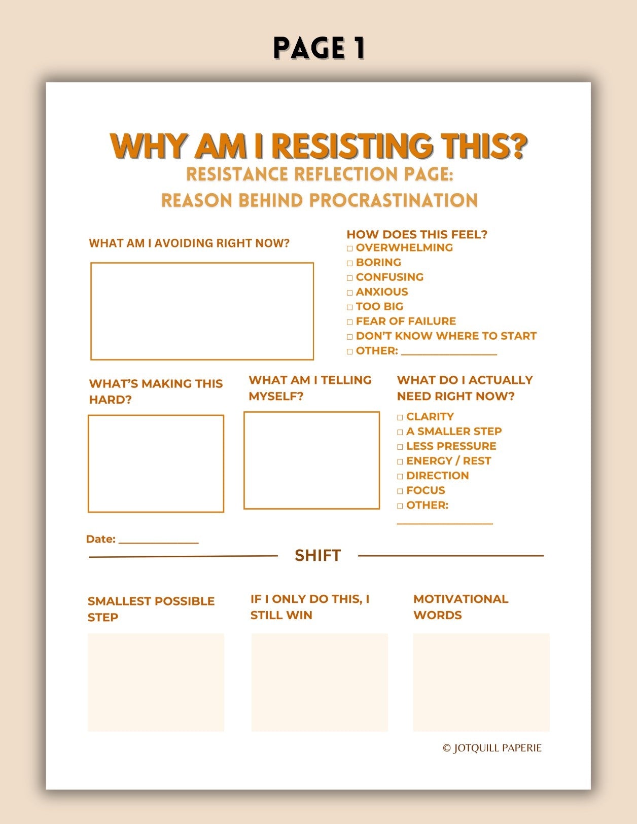 Anti Procrastination Worksheets & Consistency Tracker Printable | Self Discipline Planner Kit