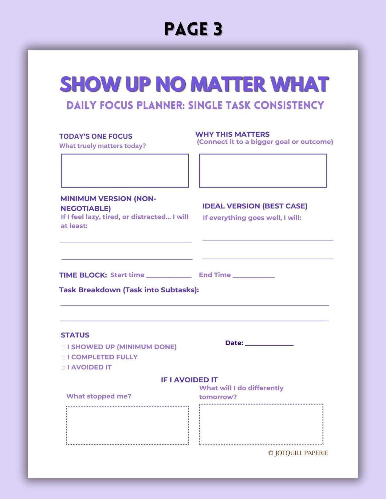 Anti Procrastination Worksheets & Consistency Tracker Printable | Self Discipline Planner Kit