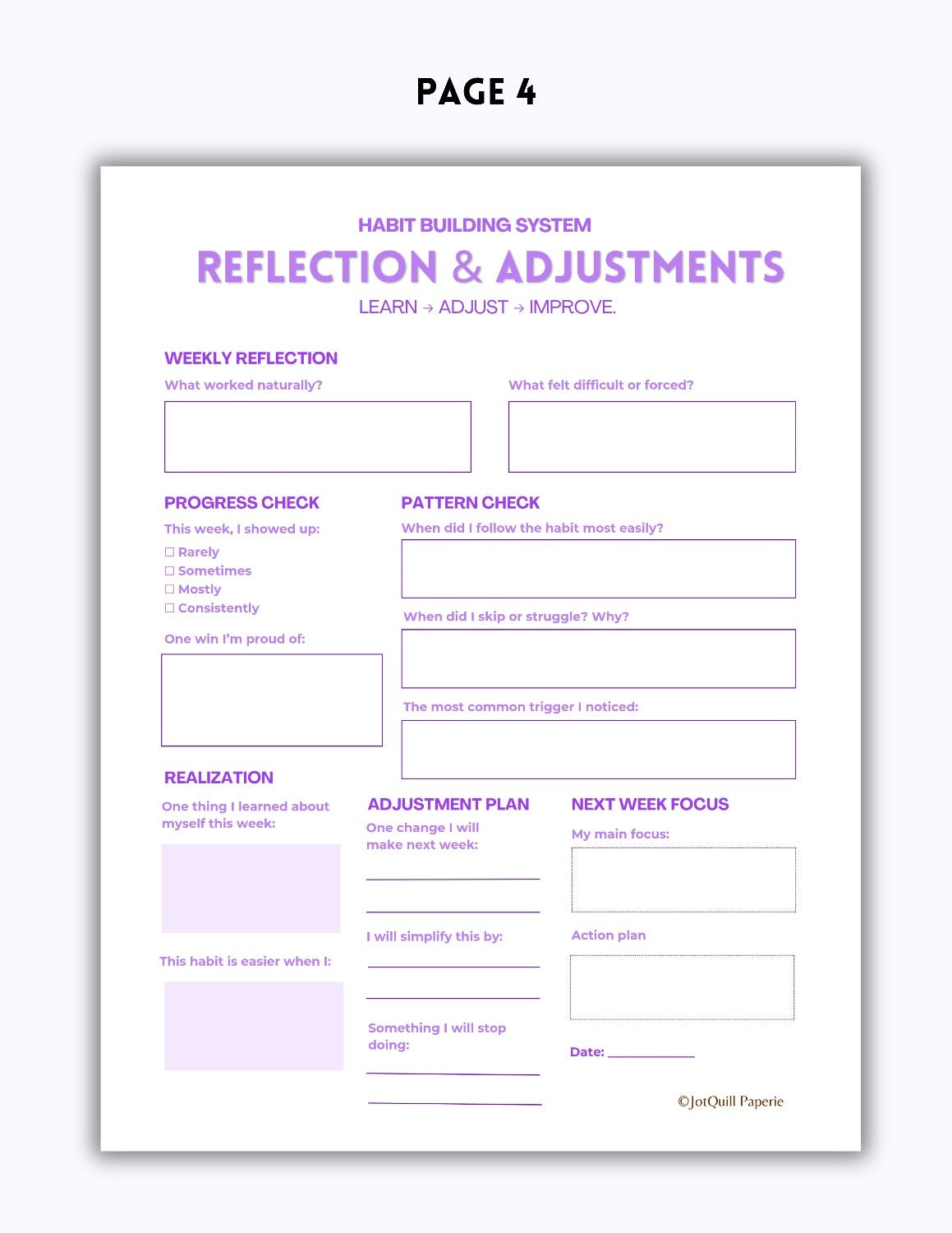 Habit Building System Printable Kit | Habit Tracker, Weekly Reflection & Goal Planning Worksheets