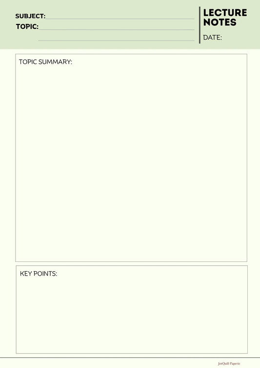 Lecture Notes Printable Bundle – Plain, Grid, Lined & Dot Note Pages