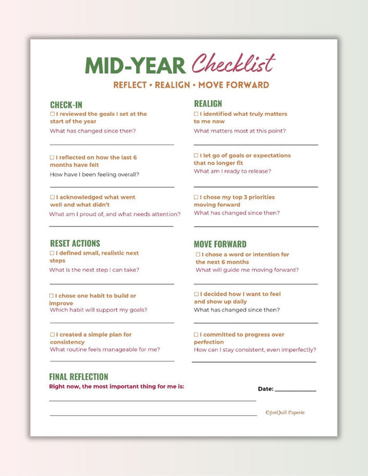 Mid-Year Reset Checklist & Reflection Prompts for a Stronger Second Half of the Year