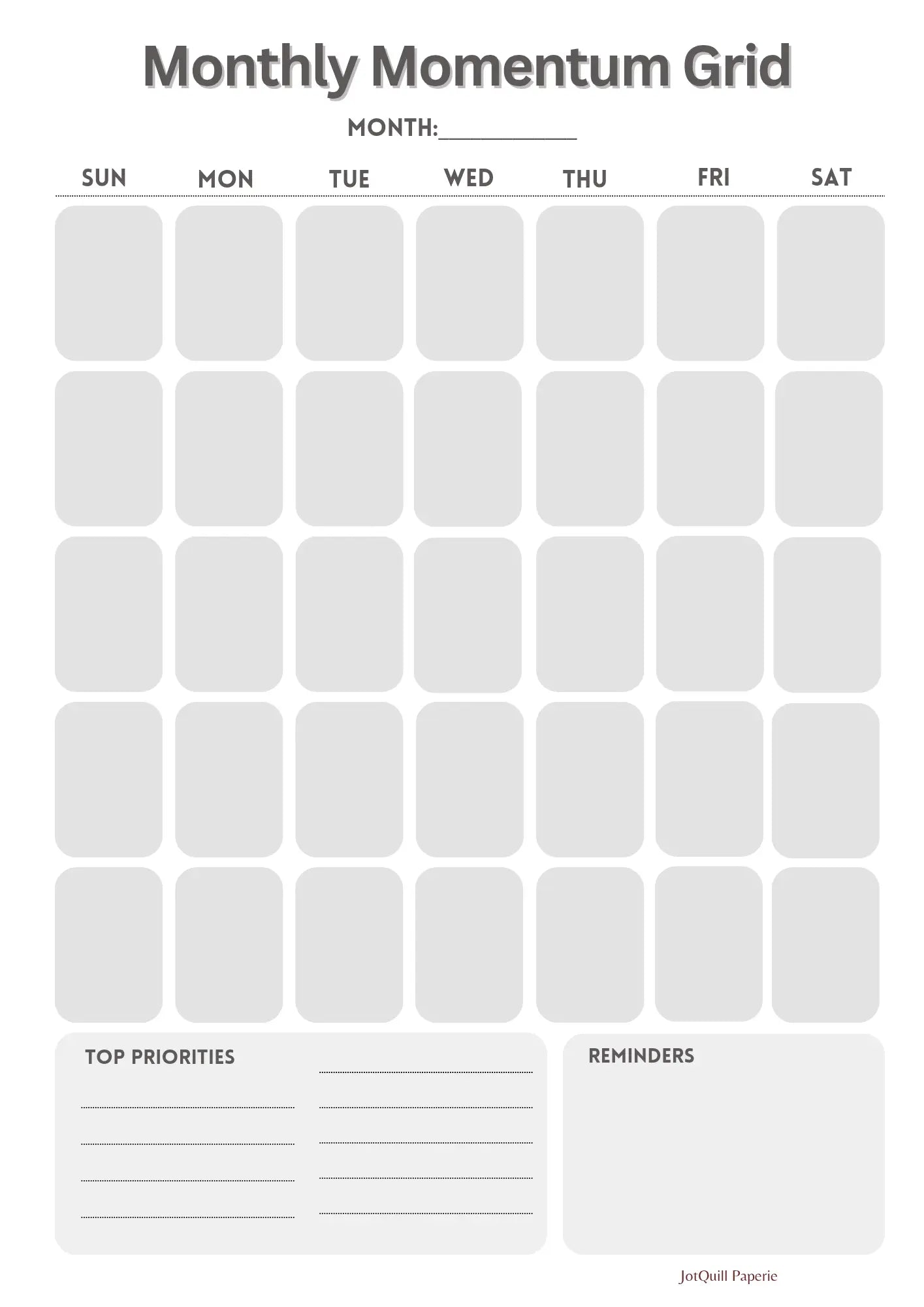 Mindful Productivity Toolkit – Monthly Grid, Daily Flow & Mental Reset